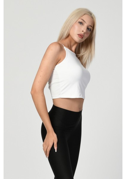 Askılı Crop Top - Beyaz Beyaz - M
