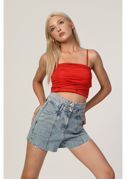 Yüksek Bel Şort - Denim Denim - 28
