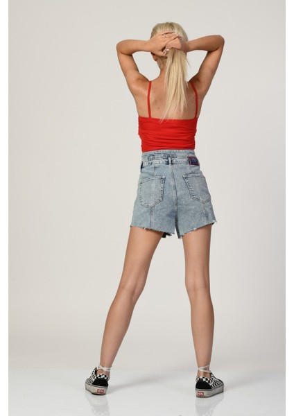 Yüksek Bel Şort - Denim Denim - 28