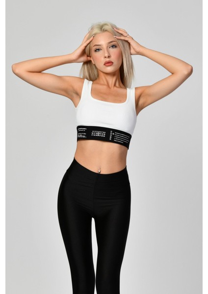 Lastik Detaylı Crop Top Atlet - Beyaz Beyaz - M modelleri