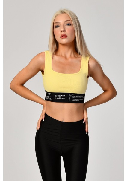 Lastik Detaylı Crop Top Atlet - Sarı Sarı - M modelleri