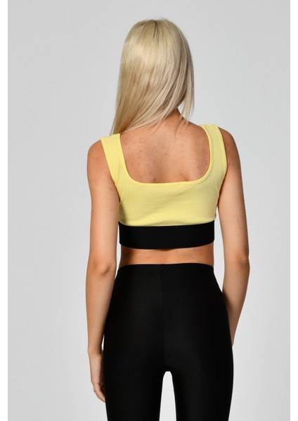 Lastik Detaylı Crop Top Atlet - Sarı Sarı - M fırsatları