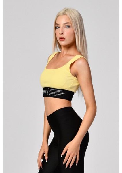 Lastik Detaylı Crop Top Atlet - Sarı Sarı - M indirimleri