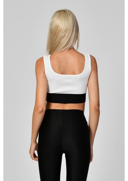 Lastik Detaylı Crop Top Atlet - Beyaz Beyaz - S fırsatları