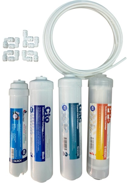 Su Arıtma Filtresi Nsf Sertifikalı 4 Aşamalı Premium Inline KAPALI KASA Filtre Sistemi