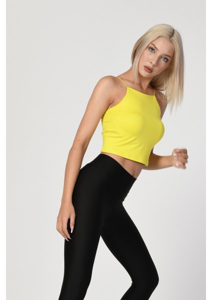Askılı Crop Top - Sarı Sarı - S