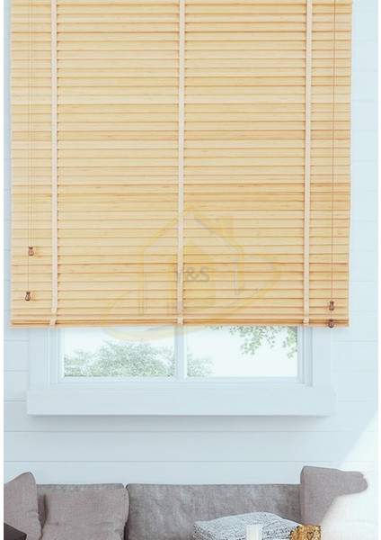 Wooden Blinds %100 Doğal Ahşap Jaluzi Perde 50MM,ALÜMINYUM Kasalı Yüksek Kaliteli - Açık Meşe indirimleri