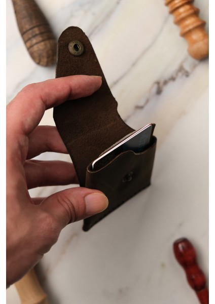 El Yapımı Hakiki Deri Minimal Kartlık - Modern Kartlık
