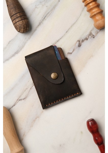 El Yapımı Hakiki Deri Minimal Kartlık - Modern Kartlık