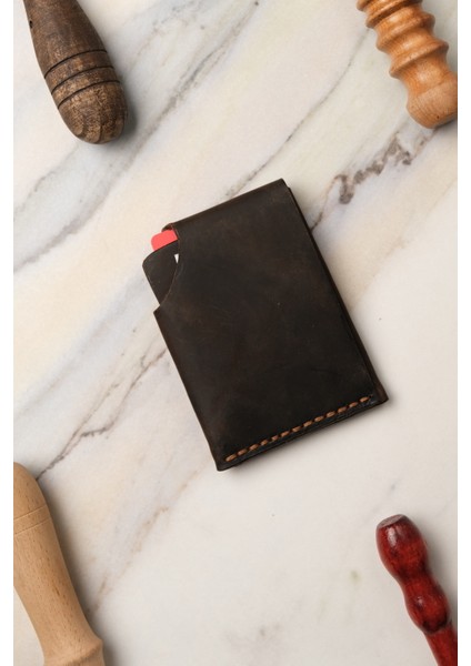 El Yapımı Hakiki Deri Minimal Kartlık - Modern Kartlık