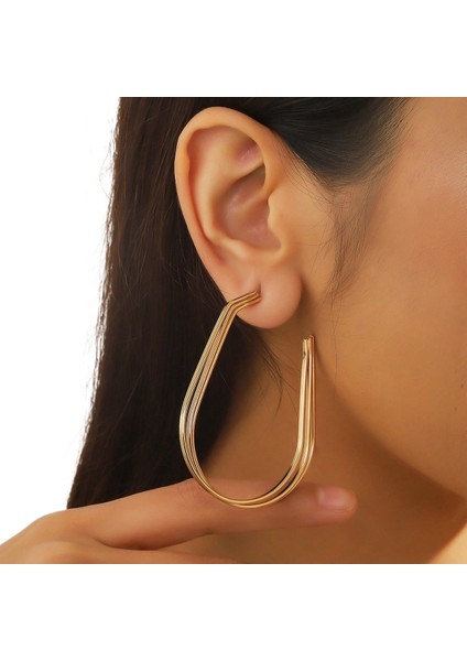 Basit Saplama Küpeler Çok Yönlü Popüler Kişilik Sokak Çekim Küpeleri (Yurt Dışından)