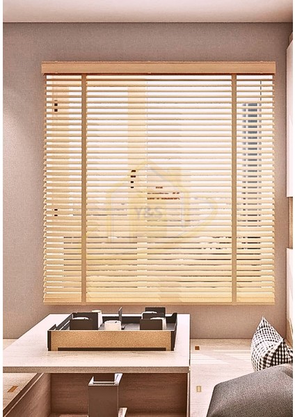 Wooden Blinds %100 Doğal Ahşap Jaluzi Perde 50MM,ALÜMINYUM Kasalı Yüksek Kaliteli - Açık Meşe