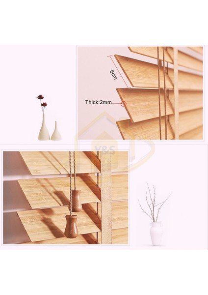 Wooden Blinds %100 Doğal Ahşap Jaluzi Perde 50MM,ALÜMINYUM Kasalı Yüksek Kaliteli - Açık Meşe