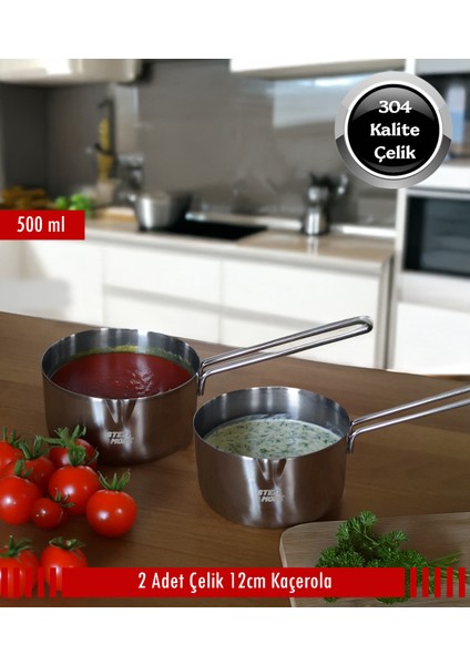Çelik 2 Li Kaçerola Sosluk Sütlük 12CM