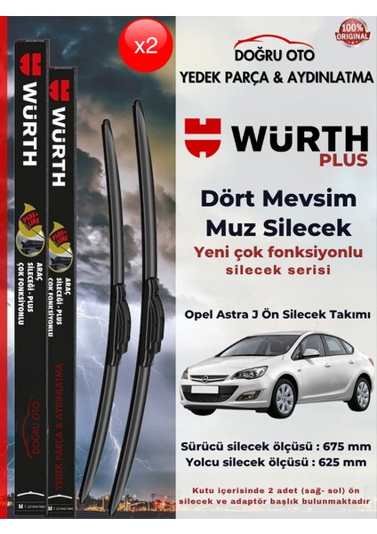 Opel Astra J Uyumlu Ön Cam Silecek Takımı (675/625MM)