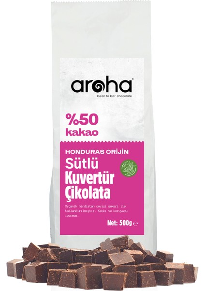 %50 Kakao Honduras Orijin Sütlü Kuvertür Çikolata 500 gr