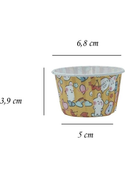 Sarı Tavşan Desenli Kek Kapsülü 50 Adet | Renkli Muffin Cupcake Kağıdı – 50X39 mm modelleri