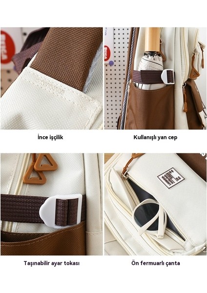 Büyük Kapasiteli Öğrenci Okul Çantası Beş Parçalı Tuval Kampüs Hafif Sırt Çantası (Yurt Dışından) modelleri