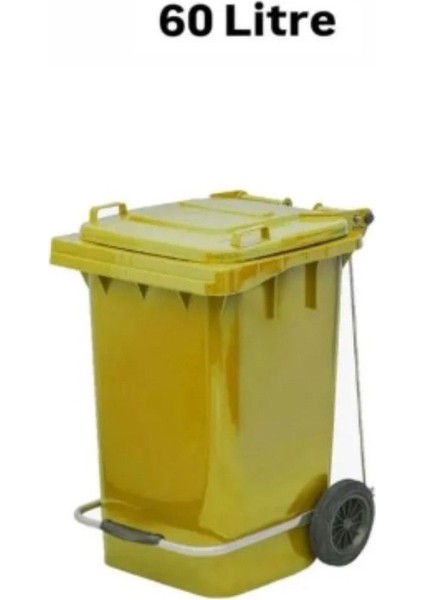 60 Lt Plastik Pedallı Çöp Konteyneri Sarı -Isıya Karşı Dayanıklı