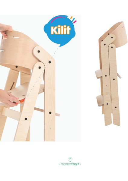 Mama Sandalyesi Ahşap - Sadece Sandalye Mychair Doğal Ahşap Renk - Aksesuarsız Only Chair - EN 14988 Mama Sandalyesi Testinine Sahiptir modelleri
