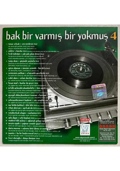 Bak Bir Varmış Bir Yokmuş 4 CD (Orjnal Dönem Baskı Cd)