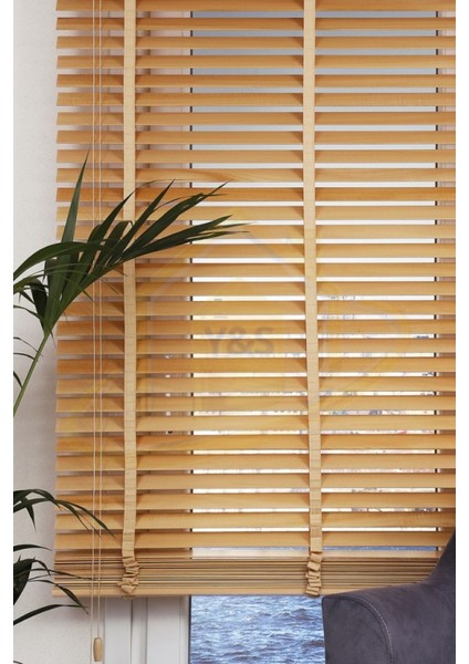 Wooden Blinds %100 Doğal Ahşap Jaluzi Perde 50MM,ALÜMINYUM Kasalı Yüksek Kaliteli - Açık Meşe fiyatları