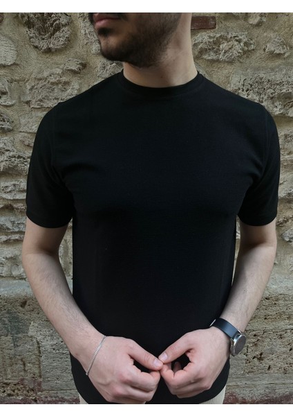 Siyah Basic %100 Pamuklu Erkek Tshirt