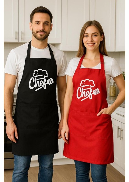 Çift Şef Mutfak Önlüğü Aşçı Önlüğü 2’li Şef Aşçı Önlüğü Çift Önlüğü Dayanıklı Kumaş Leke Tutmaz