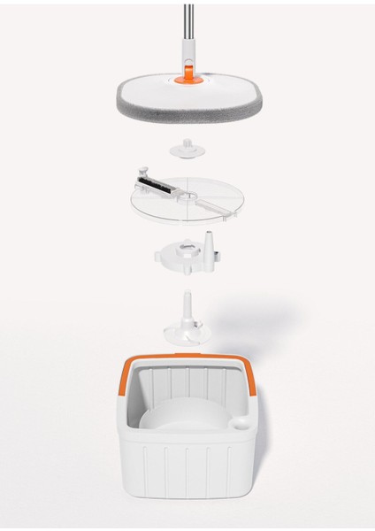 Otomatik Mikrofiber Mop Temizlik Seti, 2 Bez, Beyaz, Su Ayrımlı, Kare Başlık