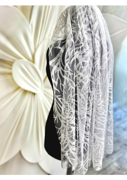 Desenli Simli Kısa Duvak (75CM)