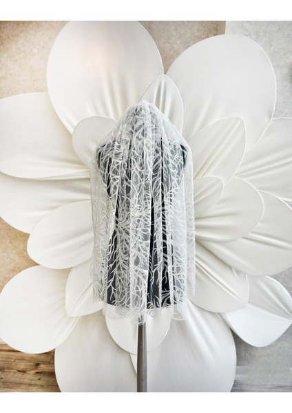 Desenli Simli Kısa Duvak (75CM) fiyatları