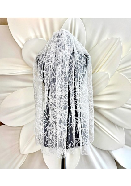 Desenli Simli Kısa Duvak (75CM) fırsatları