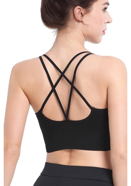 Kadın Siyah Çarpraz Ipli Spor Büstiyer