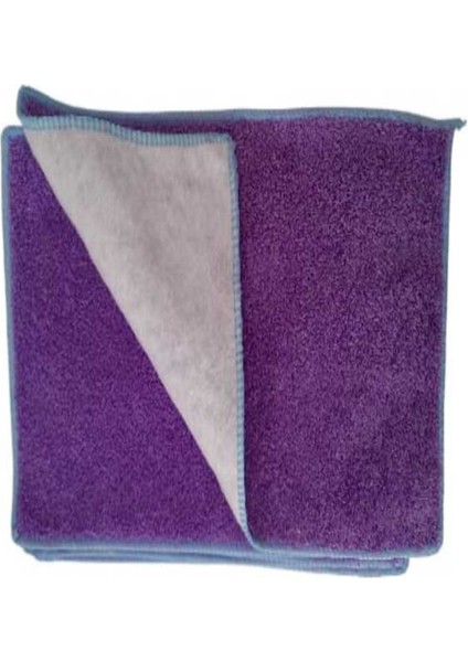 Mor 4 Mandallı Mikrofiber Bezler, 2'li Temizlik ve Paspas Seti, makine ve elle kullanılabilir