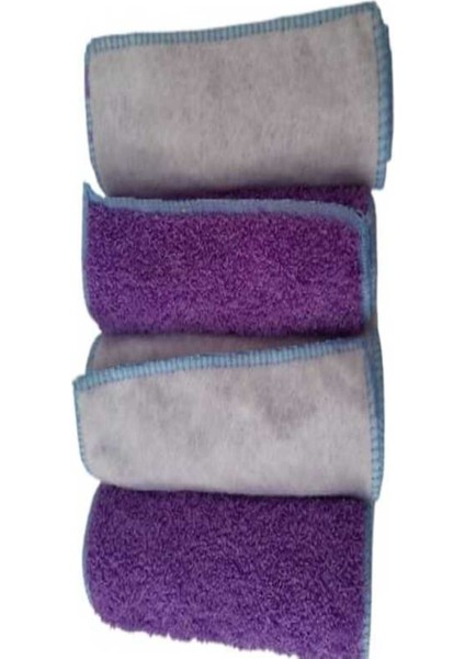Mor 4 Mandallı Mikrofiber Bezler, 2'li Temizlik ve Paspas Seti, makine ve elle kullanılabilir