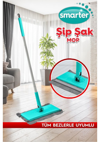 Otomatik şıp şak paspas ve bez uyumlu temizlik seti, pratik ve hijyenik kullanım