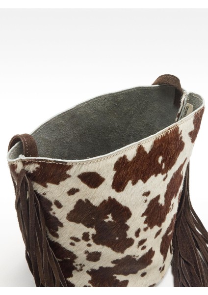 Püsküllü Deri Bucket Çanta