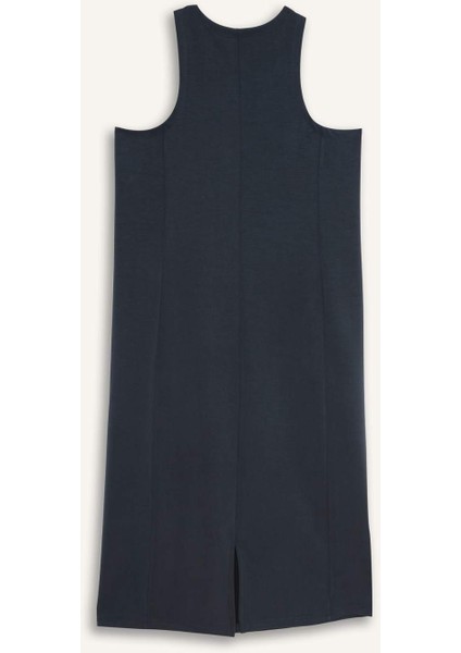 Fit Yuvarlak Yaka Modal Kolsuz Midi Elbise F6186AX25SM modelleri