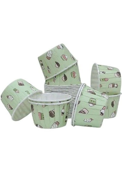 Mint Yeşili Dondurma Desenli Kek Kapsülü 50 Adet | Renkli Muffin Cupcake Kağıdı – 50X39 mm fiyatları