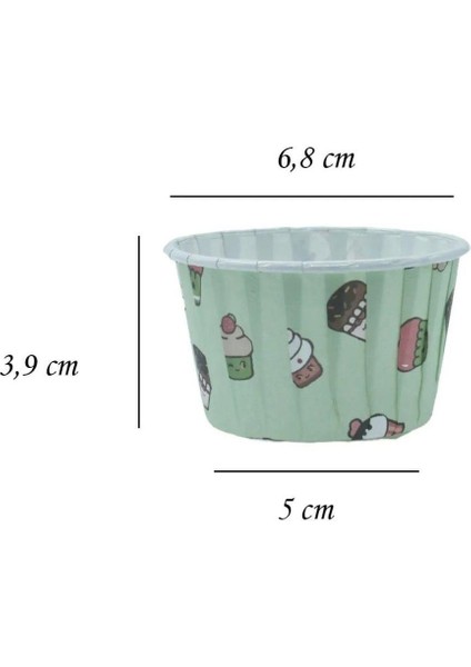 Mint Yeşili Dondurma Desenli Kek Kapsülü 50 Adet | Renkli Muffin Cupcake Kağıdı – 50X39 mm modelleri