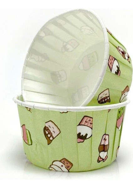 Mint Yeşili Dondurma Desenli Kek Kapsülü 50 Adet | Renkli Muffin Cupcake Kağıdı – 50X39 mm fırsatları