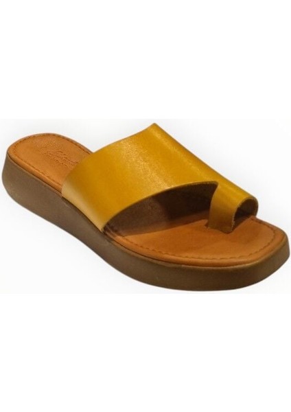 Kadın Hakiki Deri Parmak Arası Terlik Hardal Sarı - 38 fiyatları