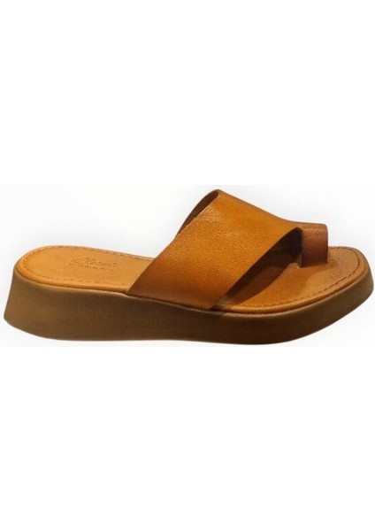 Kadın Hakiki Deri Parmak Arası Terlik Taba - 37