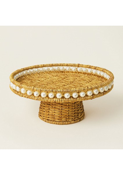 Rattan Ayaklı Bohem Inci Detaylı Sunumluk 25 cm fiyatları