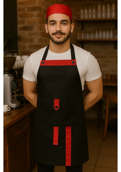 Boydan Askılı Cepli Servis Önlüğü