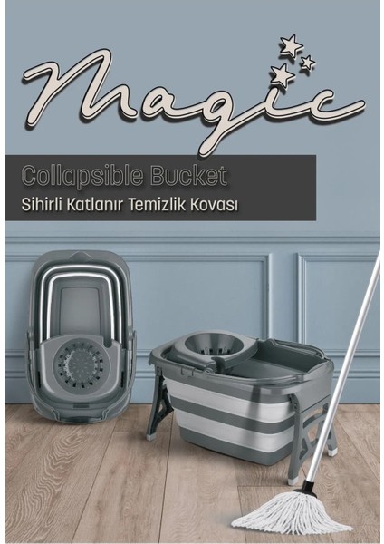 Katlanır Temizlik Kovası Vileda Mop 20 Litre Katlanır Mop