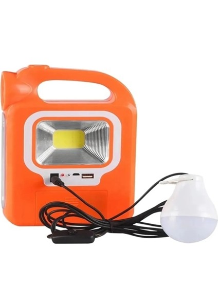 Şarjlı Güneş Enerjili 2.6 mt Kablolu Ampullu LED Solar Powerbank Özellikli Işıldak