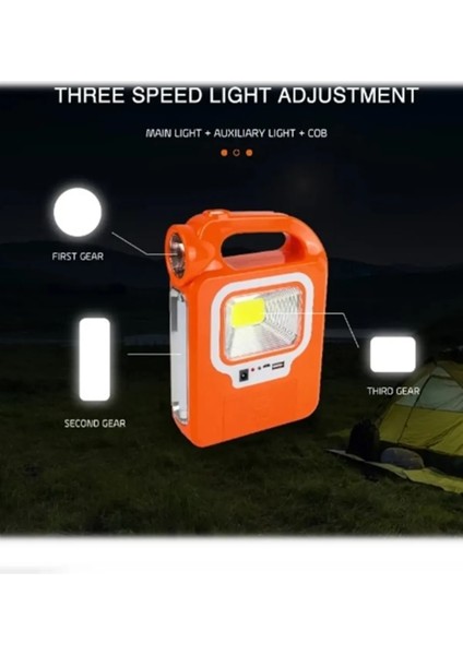 Şarjlı Güneş Enerjili 2.6 mt Kablolu Ampullu LED Solar Powerbank Özellikli Işıldak