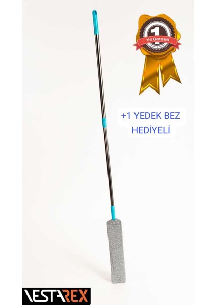 Gri Mikrofiber Temizlik Mop Seti, Yedek Bez Hediyeli, Pratik ve Esnek Kullanım