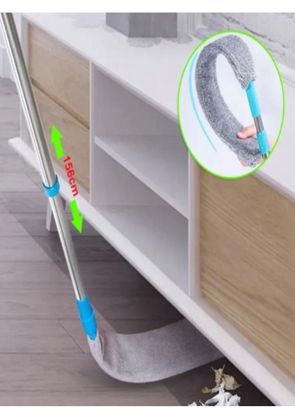 Gri Mikrofiber Temizlik Mop Seti, Yedek Bez Hediyeli, Pratik ve Esnek Kullanım fırsatları